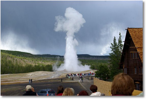 old faithful from porch at inn