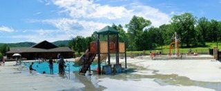 swimming pool and other water fun facilities at Fort Smith State Park, Arkansas
