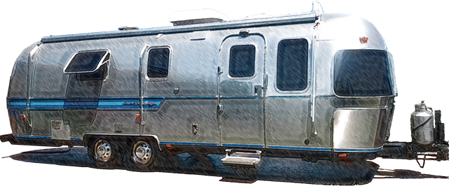 Digitized sketch from a photo of a 27 foot 1987 Airstream Sovereign built at the Jackson Center Ohio Airstream factory.