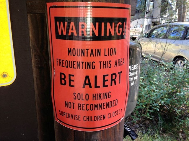 Mountain Lion Warning at Apgar Campground, Glacier National Park, Montana, August 25, 2014