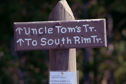 Trail Sign at Grand Canyon of the Tellowstone - Uncle Tom and South Rim
