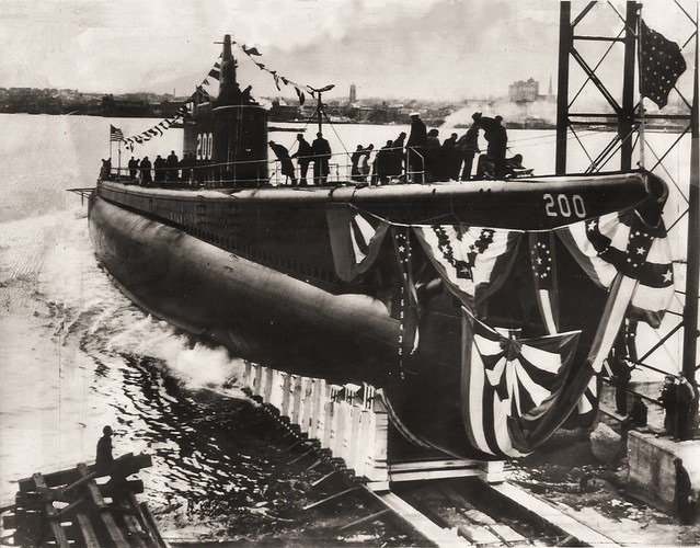 Launch of USS Thresher (SS 200), Groton, Connecticut, March 27, 1940