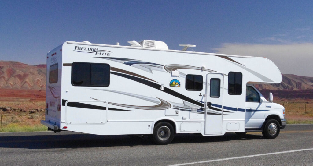 Camping World RV rental, Freedom Elite Class C Motorhome, near Mexican Hat, Utah, September 30, 2011